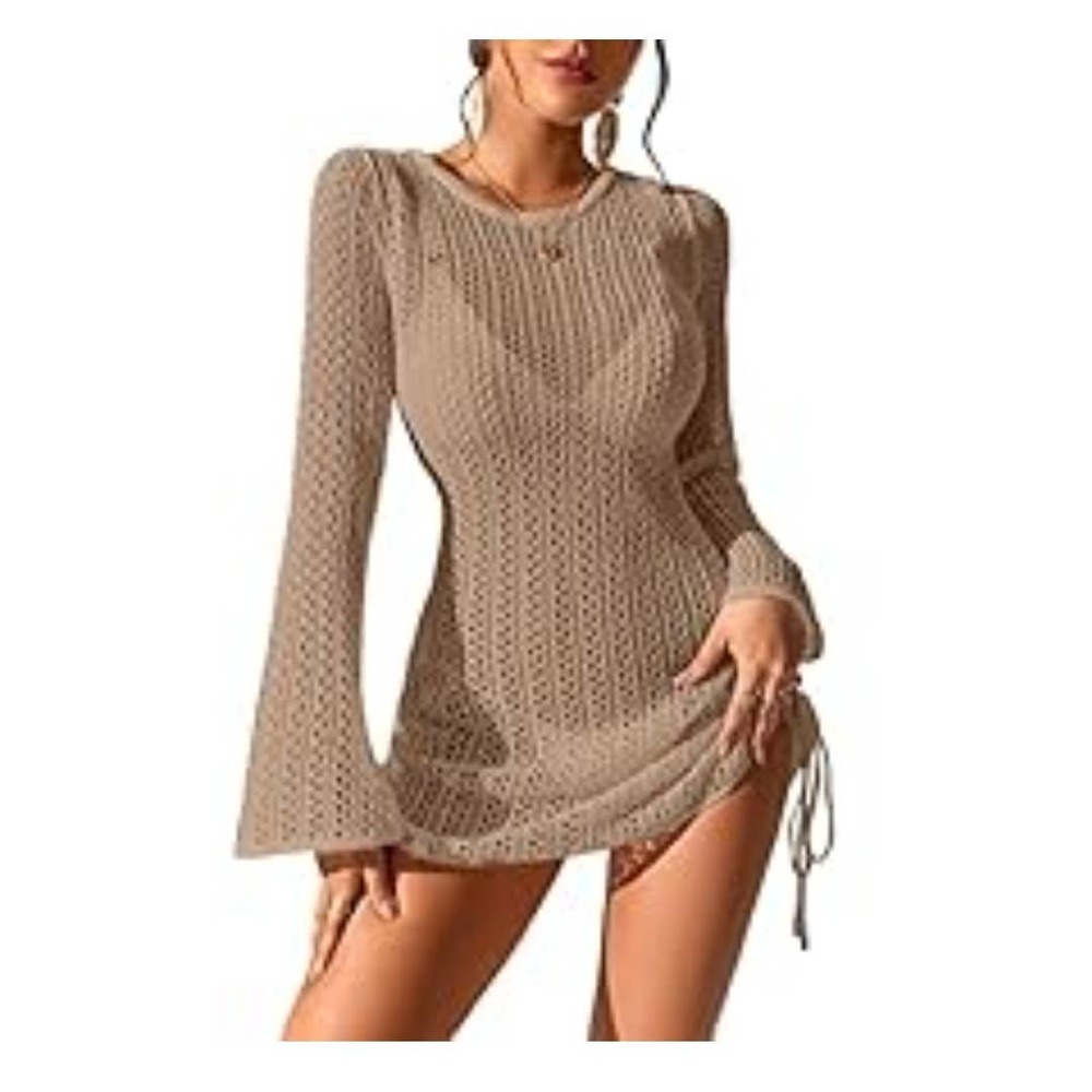 Drawstring Side Open Knit Sweater Dress Size 4